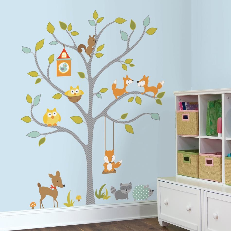 Samolepící obrázky pro miminka a malé děti - dekorace Liščí strom