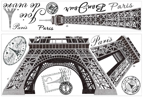 Dekorativní samolepící obrázky - samolepky na stěny. Samolepka Eiffelova věž  - Paříž - Francie