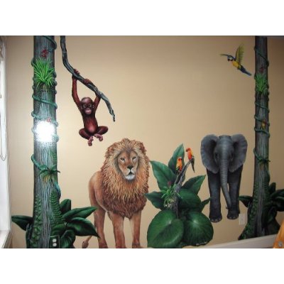 Dětské dekorace Lunami - inspirace,inspirace dětský pokoj,inspirace obývací pokoj, inspirace  - samolepky, obrázky, dekorace - zvířátka africké safari - jungle - papoušek, žirafa, lev, opice 