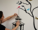 Samolepící dekorace, samolepky, nálepky, obrázky - aplikace na stěny Ptačí klec